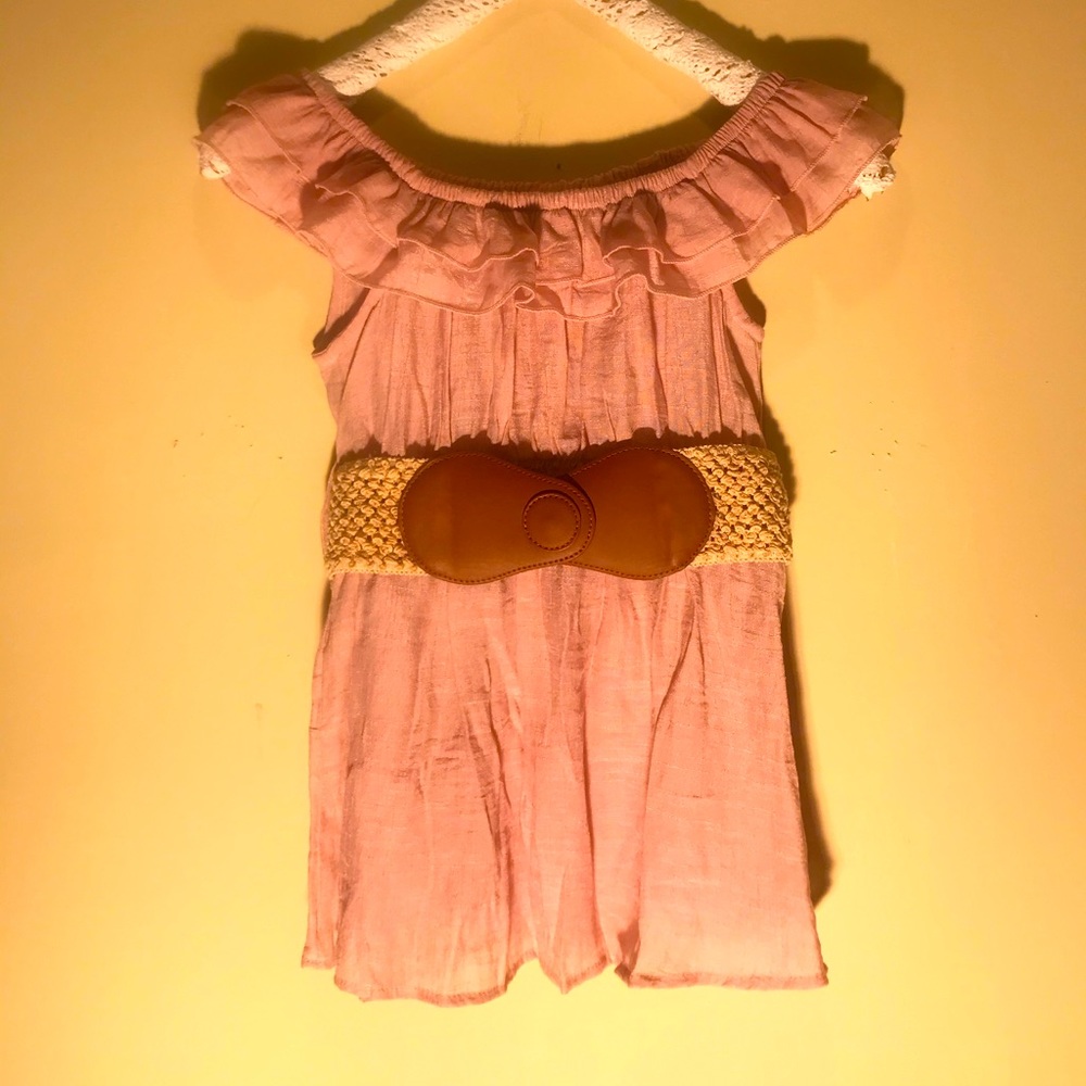 Body C peach rose colored top, size M with shoulder strap and belt with trim.